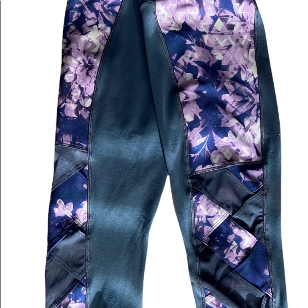 CALIA by Carrie Underwood Womens Energize Charcoal/Purple Leggings Size Large